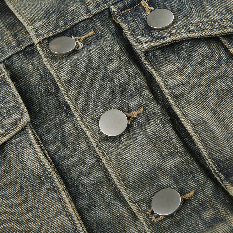 Kort denimjakke med store lommer