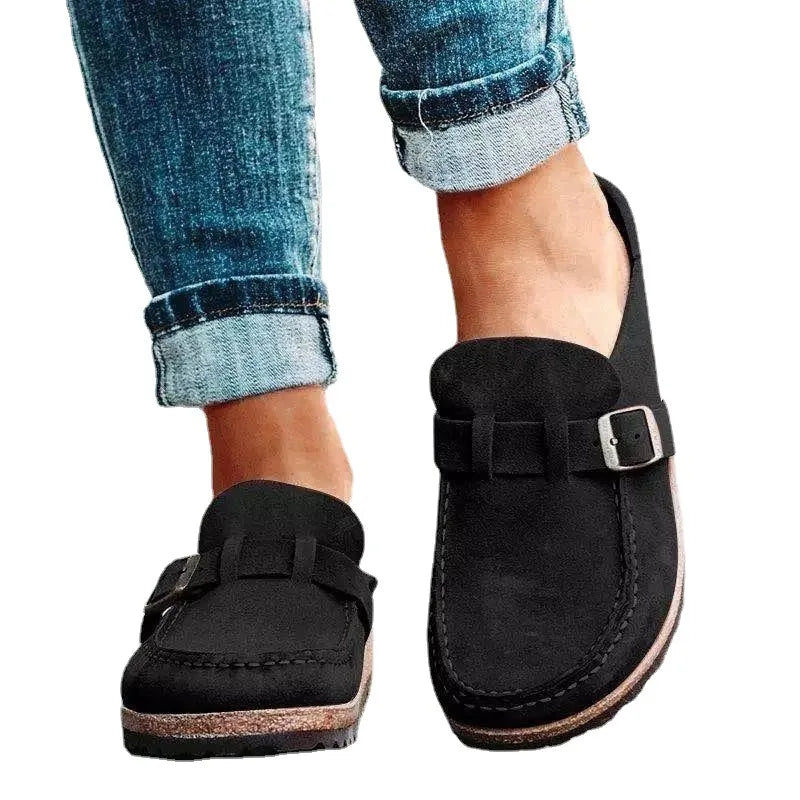 Damesko i Retro Stil – Komfortable Slip-on Loafers med Plattformsåle – Brun