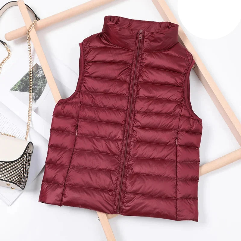 Dame Dunvest – Ultralett &amp; Varm i Hvit Andedun | Puffer Vest Høst/Vinter 2025 (opptil 8XL)