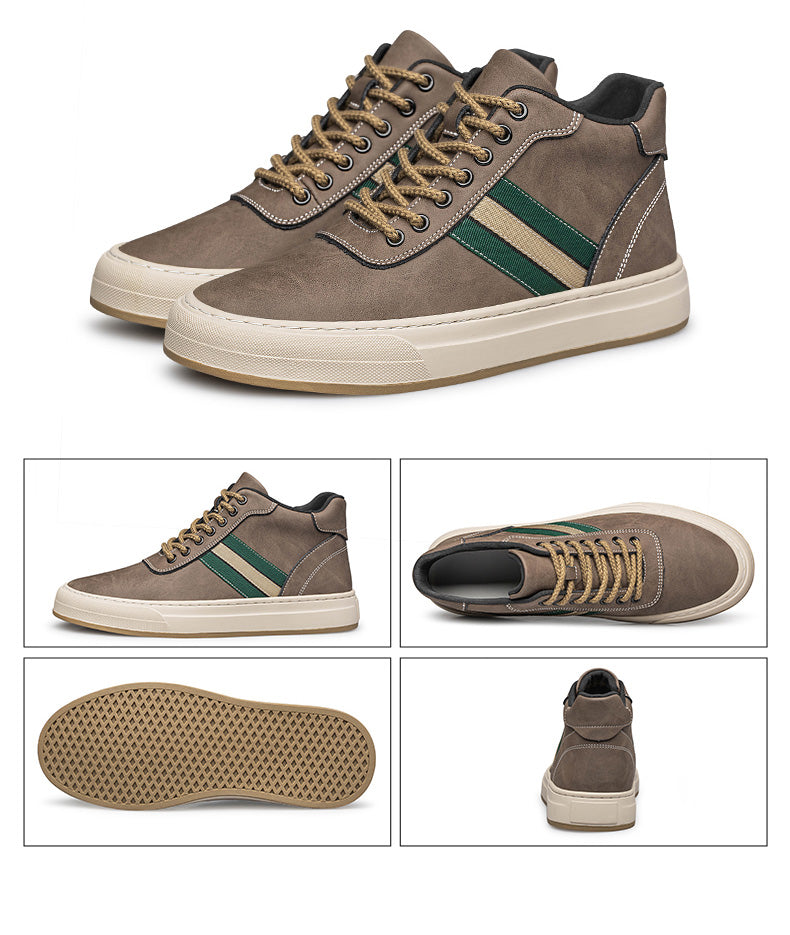 Herresneakers i Ekte Skinn – Øker Høyden med 7 cm | Stilrene Høye Løftesko – Brune Heissko