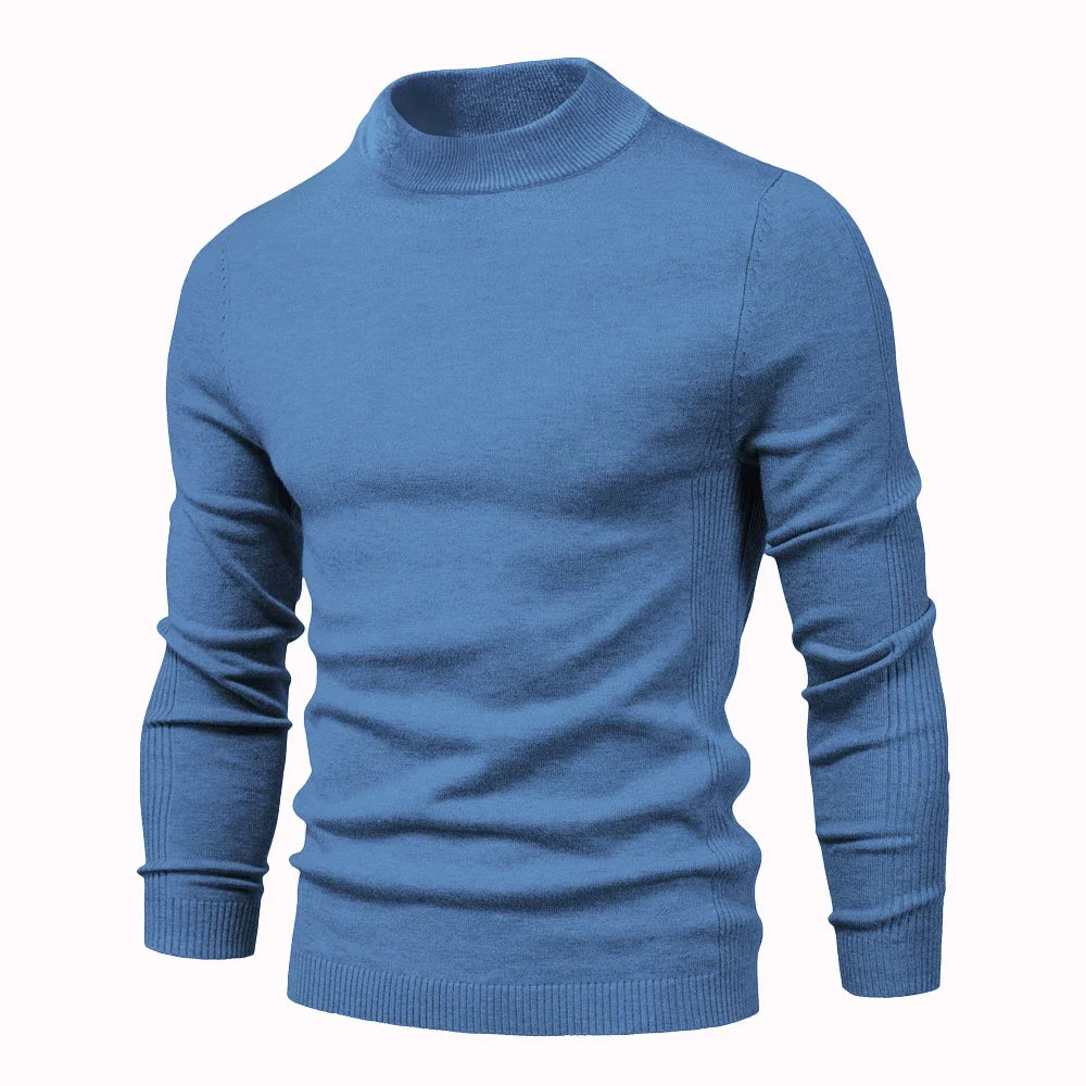 Myk Herregenser med Høy Hals – Ensfarget Vintergenser i Premium Kvalitet | Varm og Komfortabel Pullover for Menn