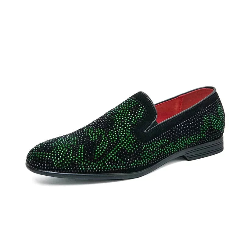 Loafers med rhinestone-utsmykning