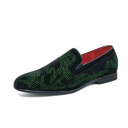 Loafers med rhinestone-utsmykning