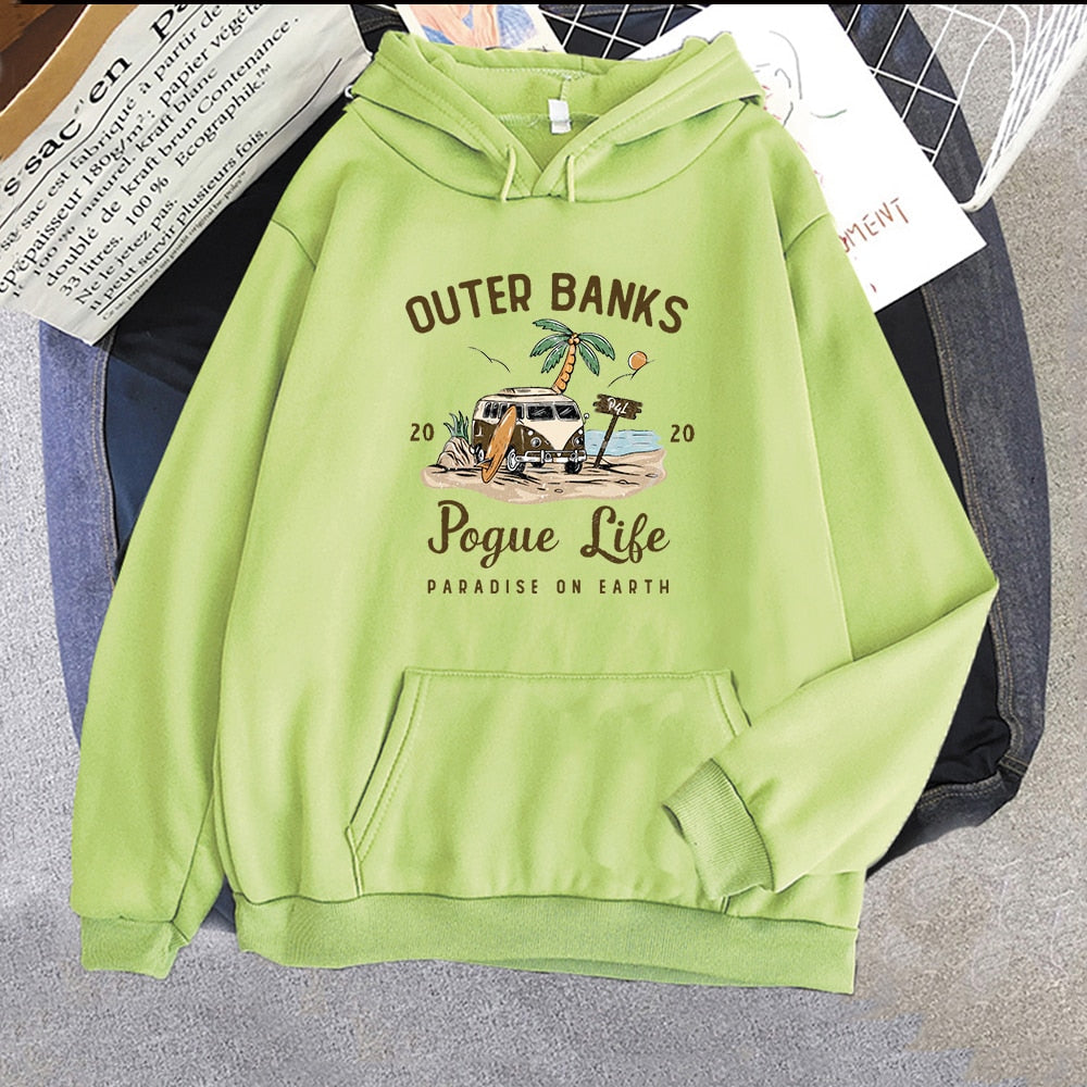 Outer Banks Pogue Life Hoody | hettegenser for kvinner med estetisk trykk | Kpop Style Streetwear