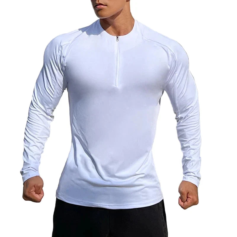 Herre Sport T-skjorte med Lange Ermer – Pustende &amp; Quick Dry
