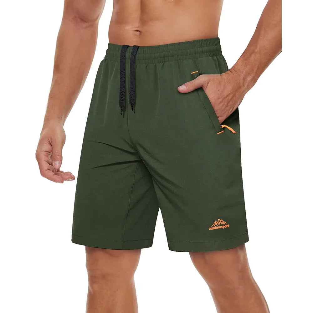 Hurtigtørkende Treningsshorts for Herre – Sommershorts med Glidelåslommer til Løping, Gym og Tur