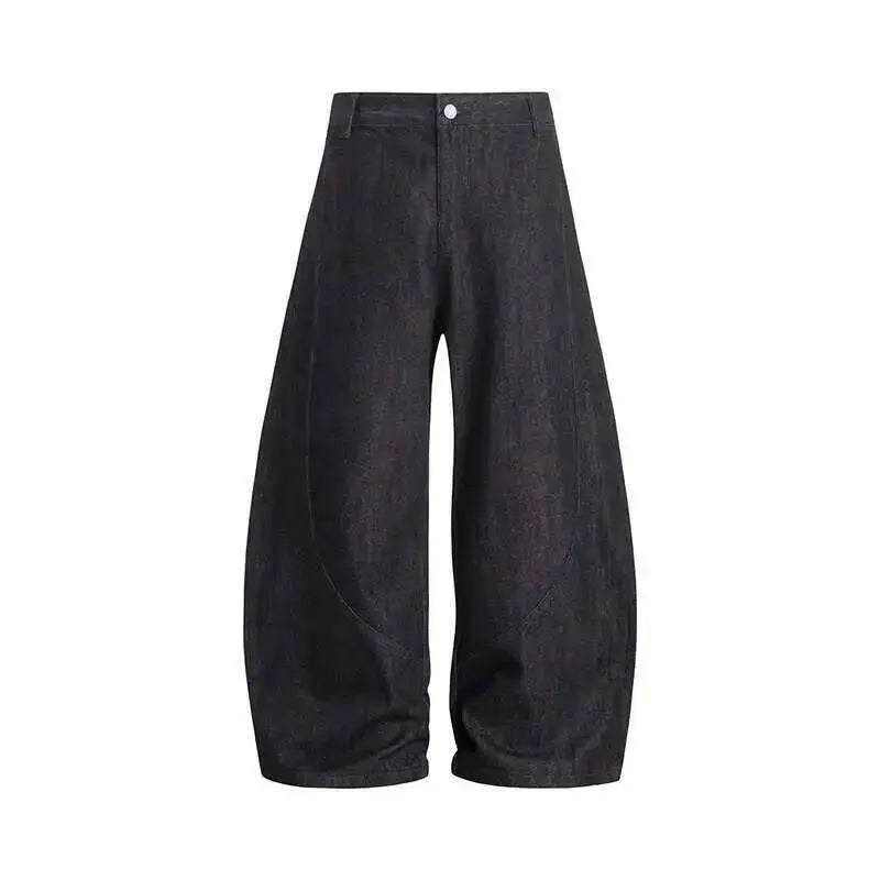 Unisex Wide Leg Jeans – Amerikansk Stil med Buet “Knife Cut”-Design | Trendy Løse Denim Bukser i High Street Look