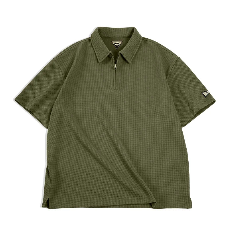 Vintage Waffle Polo til Herre – Heavyweight Half-Zip Sommertopp