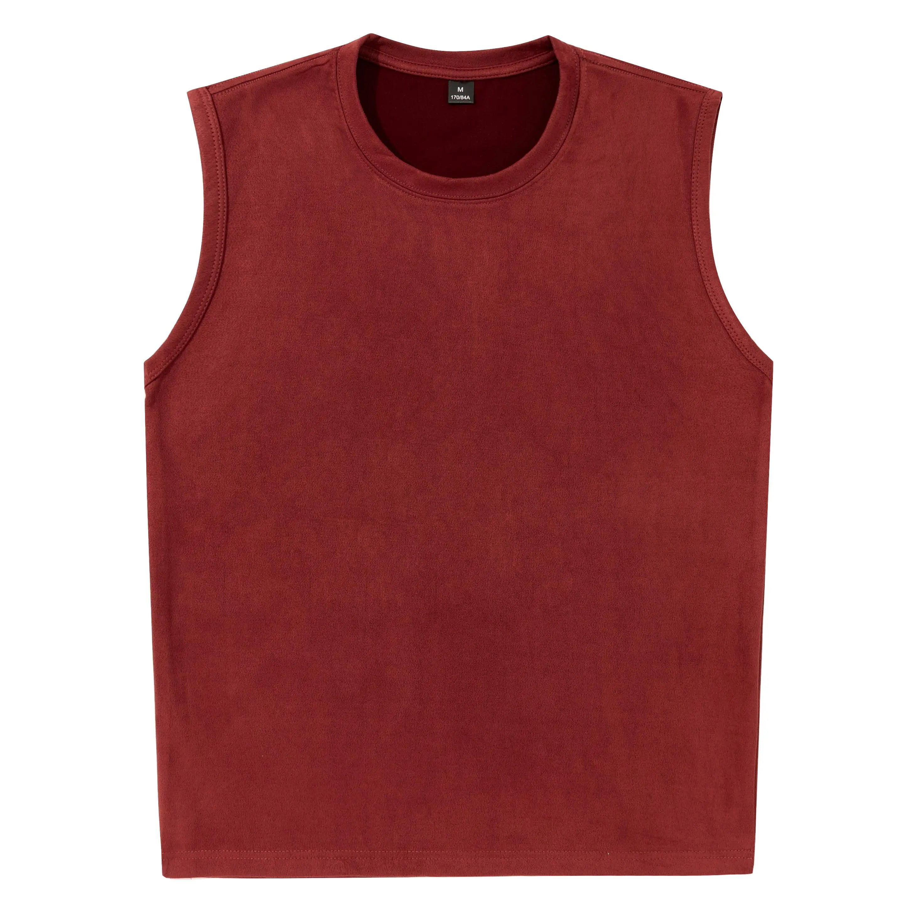 Ermeløs Topp til Herre – Faux Suede Singlet i Løs Vintage Stil