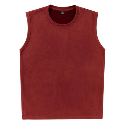 Ermeløs Topp til Herre – Faux Suede Singlet i Løs Vintage Stil
