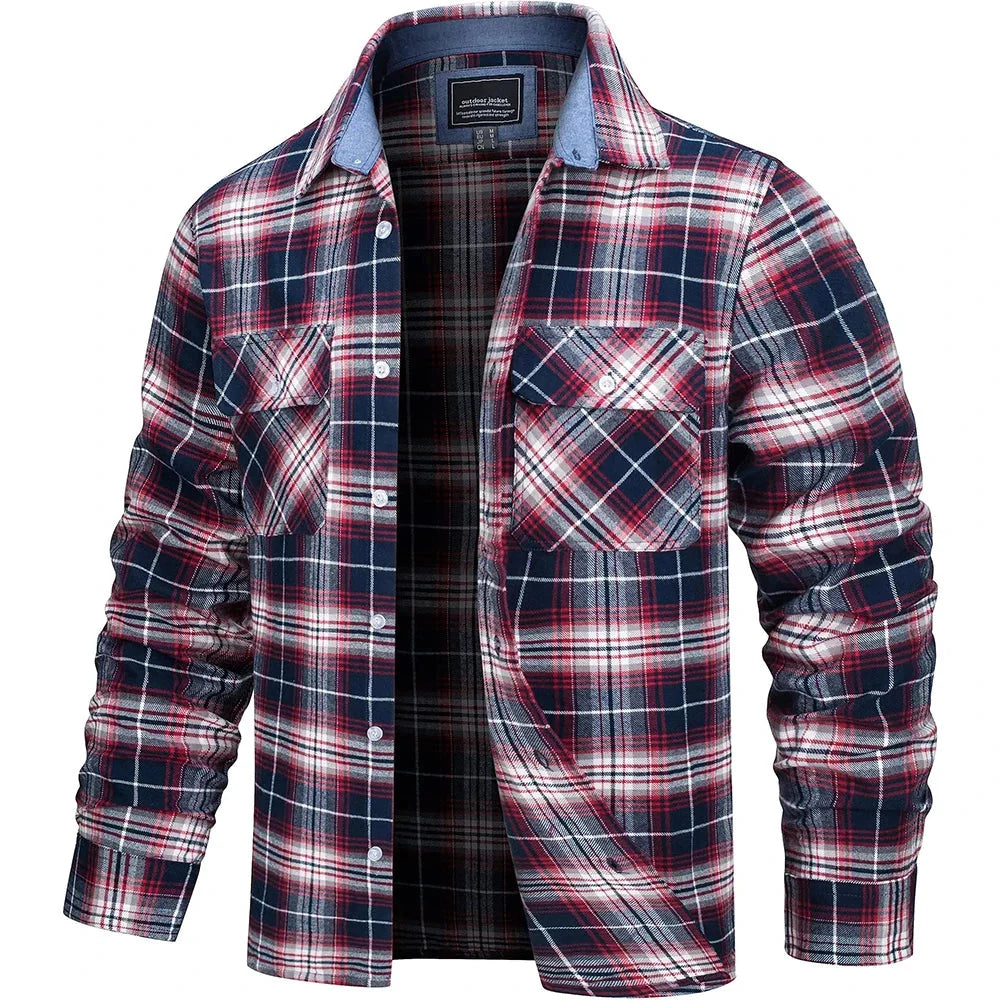 Oversized Rutete Skjortejakke for Menn – Lett Flanellskjorte med Lommer | Streetwear-inspirert Vår- og Høstjakke
