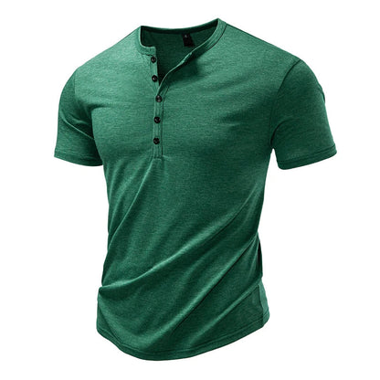 Henley T-skjorte til Herre – Slim Fit med Knappelukking