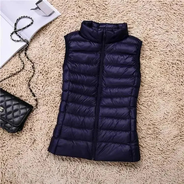Dame Dunvest – Ultralett &amp; Varm i Hvit Andedun | Puffer Vest Høst/Vinter 2025 (opptil 8XL)