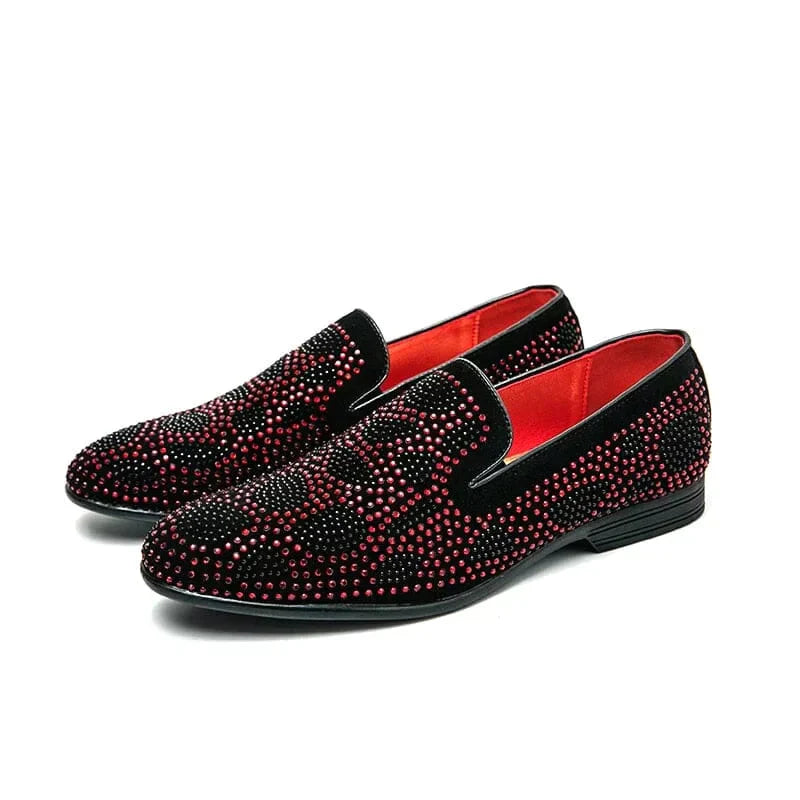 Loafers med rhinestone-utsmykning