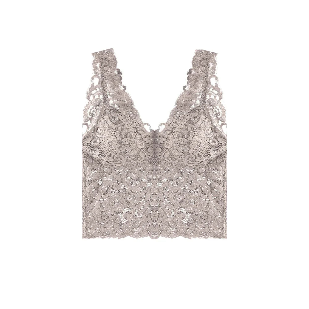 Blonde Camitopp til Dame – V-Hals Crop Top med Innebygde Brystinnlegg