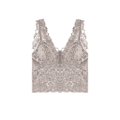 Blonde Camitopp til Dame – V-Hals Crop Top med Innebygde Brystinnlegg
