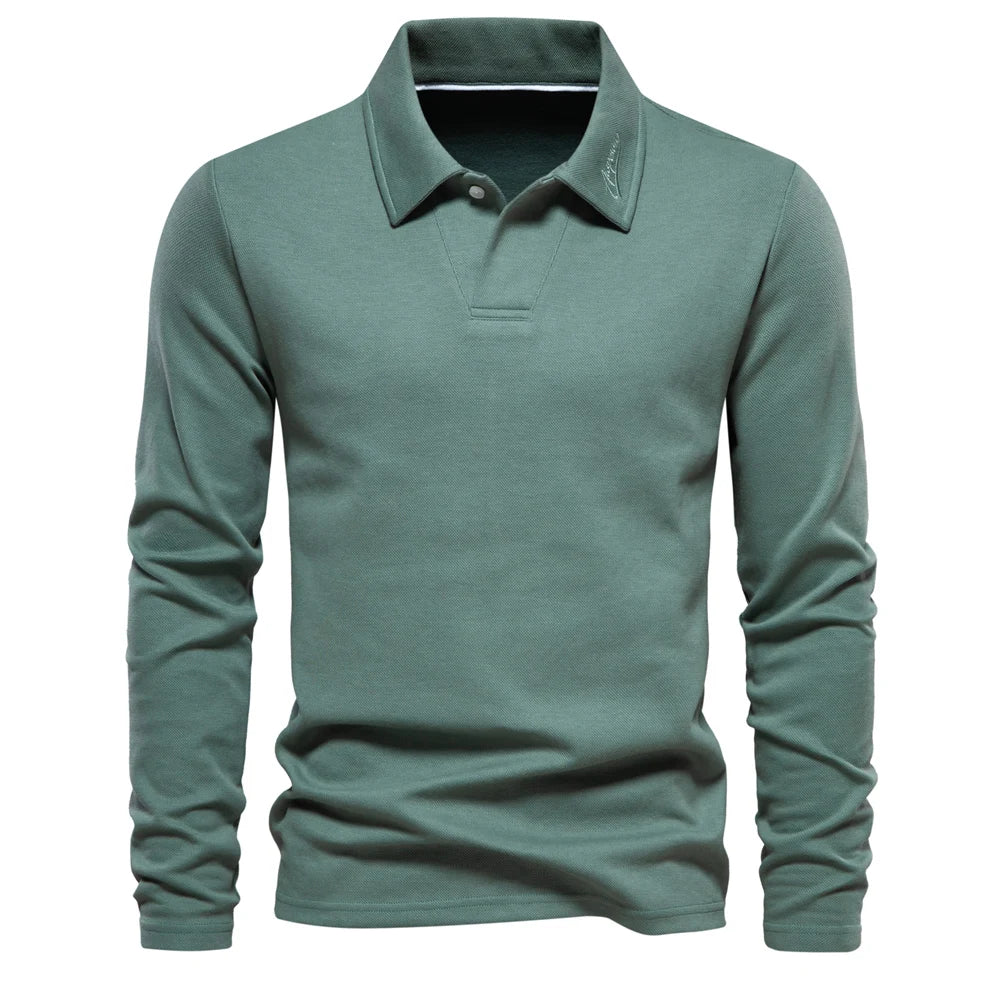 Herre Polo Skjorte med Broderi – Klassisk Krage &amp; Luksuriøs Golfstil