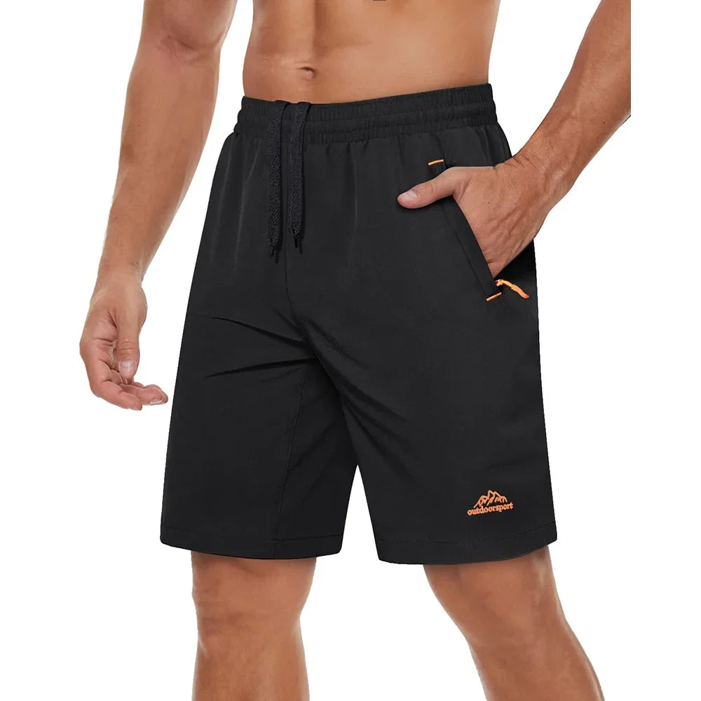 Hurtigtørkende Treningsshorts for Herre – Sommershorts med Glidelåslommer til Løping, Gym og Tur – Blågrå