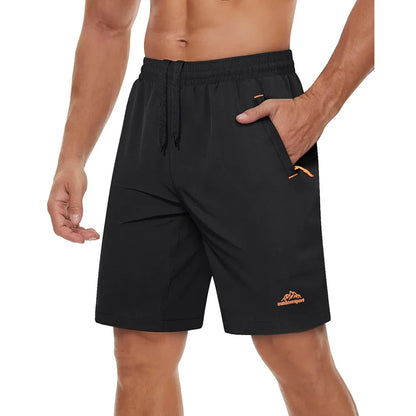 Hurtigtørkende Treningsshorts for Herre – Sommershorts med Glidelåslommer til Løping, Gym og Tur – Blågrå