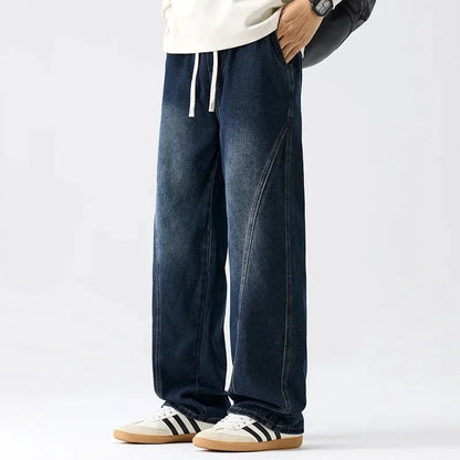Retro Herrejeans – Løse, Rette Bukser i Amerikansk Stil | Casual Denim Bukser til Vår og Høst (2025)