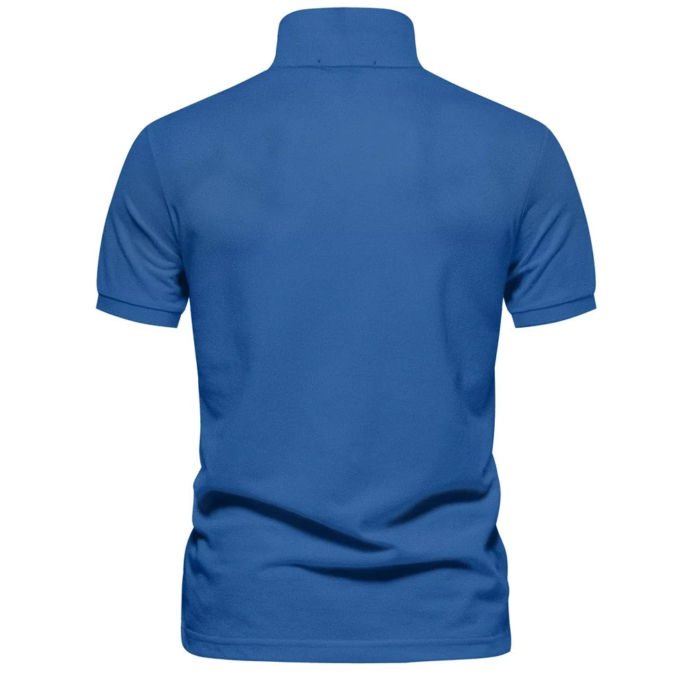 Klassisk Pique Polo for Herre – Kortermet i Bomull, Ensfarget og Perfekt til Sommeren