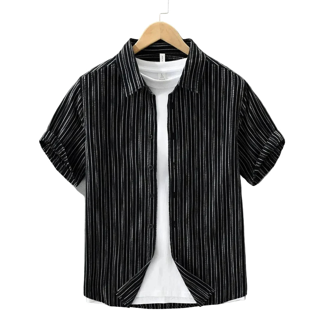 Stripete Kortermet Skjorte til Herre – Casual Sommerstil (Også Plus Size)