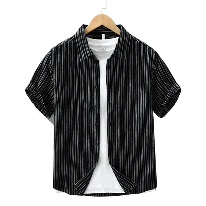 Stripete Kortermet Skjorte til Herre – Casual Sommerstil (Også Plus Size)