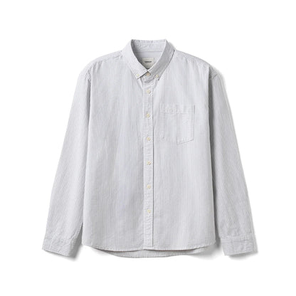 Klassisk Stripet Skjorte for Menn – Oversized Oxford Skjorte i 100 % Bomull | Smart Casual Stil til Høst og Vinter 2025