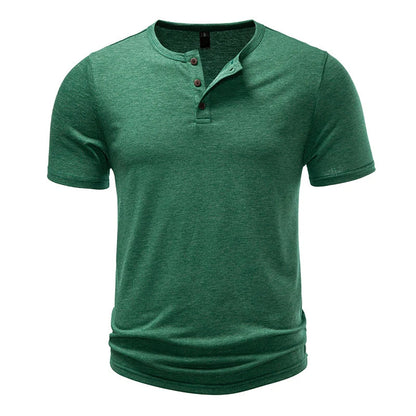 Herre T-skjorte med Henley-hals – Pustende Bomull &amp; Klassisk Sommerstil