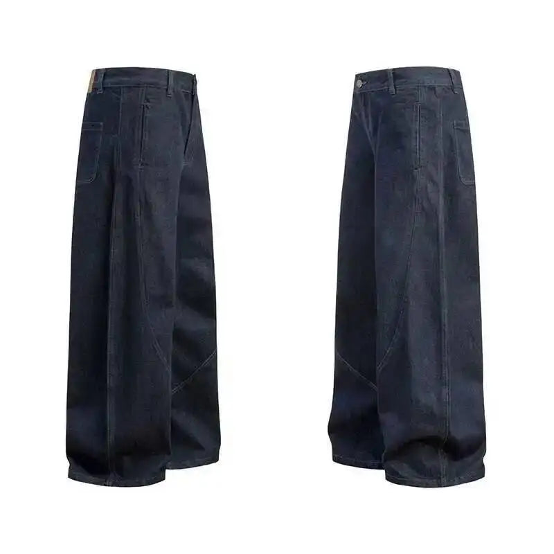 Unisex Wide Leg Jeans – Amerikansk Stil med Buet “Knife Cut”-Design | Trendy Løse Denim Bukser i High Street Look