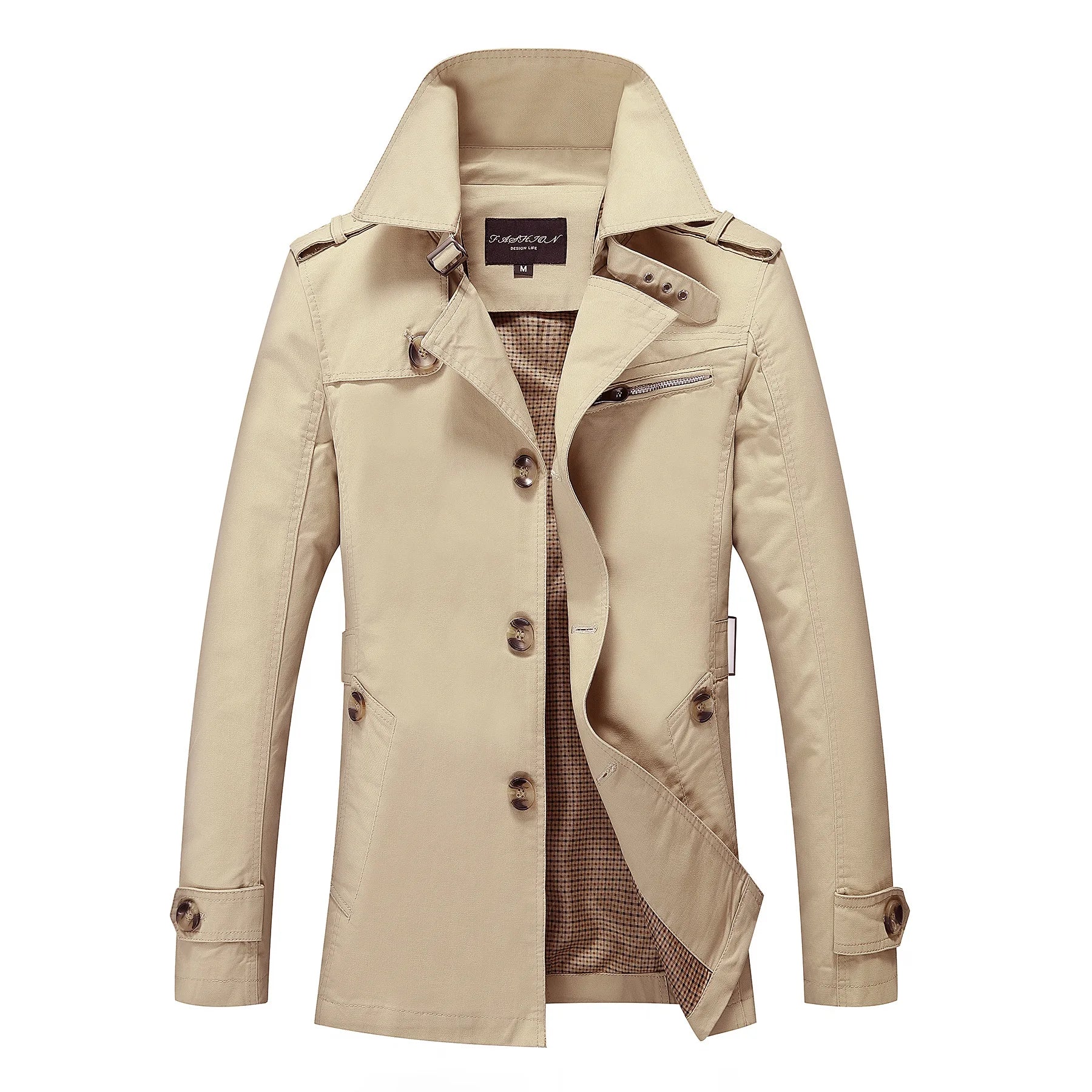 Moteriktig lang trenchcoat for menn