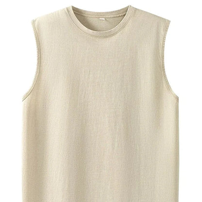 Vasket Bomulls Tank Top til Herre – Ermeløs Trenings- og Sommertopp