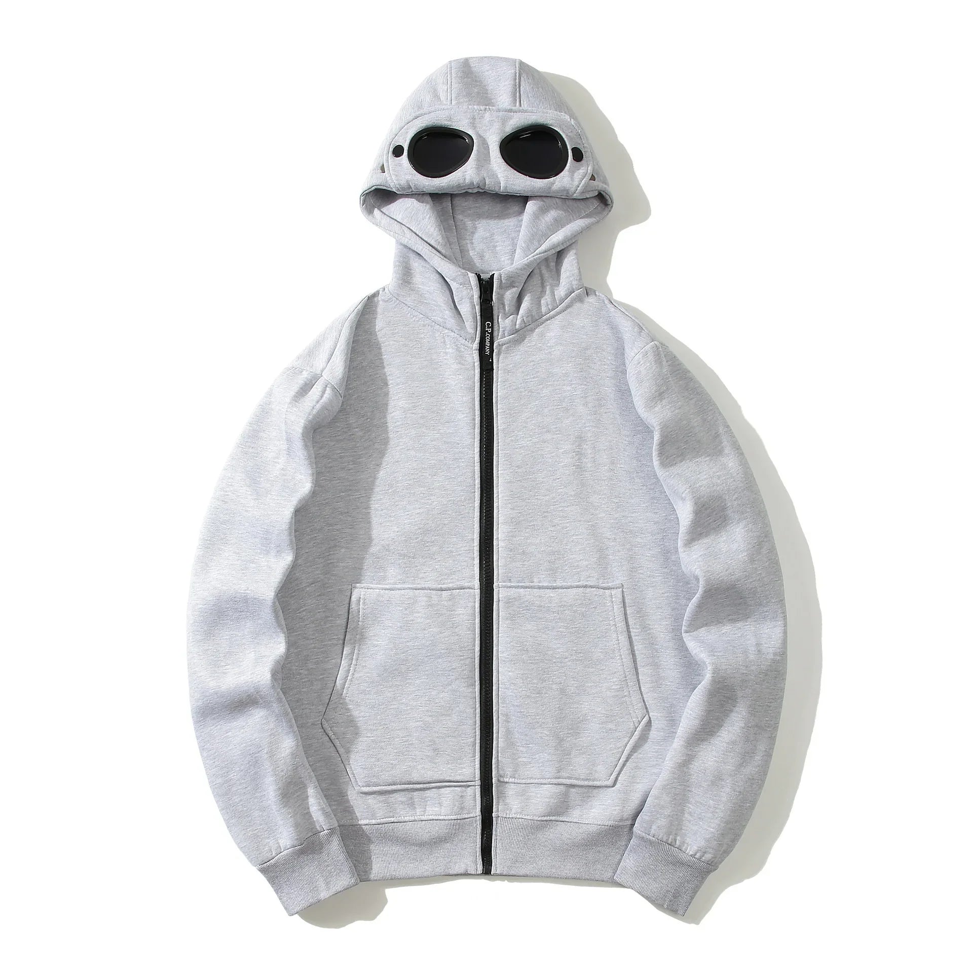 Unisex Hettegenser med Glidelås og Fleecefôr – Varm Hip-Hop Cardigan med Lue til Høst og Vinter