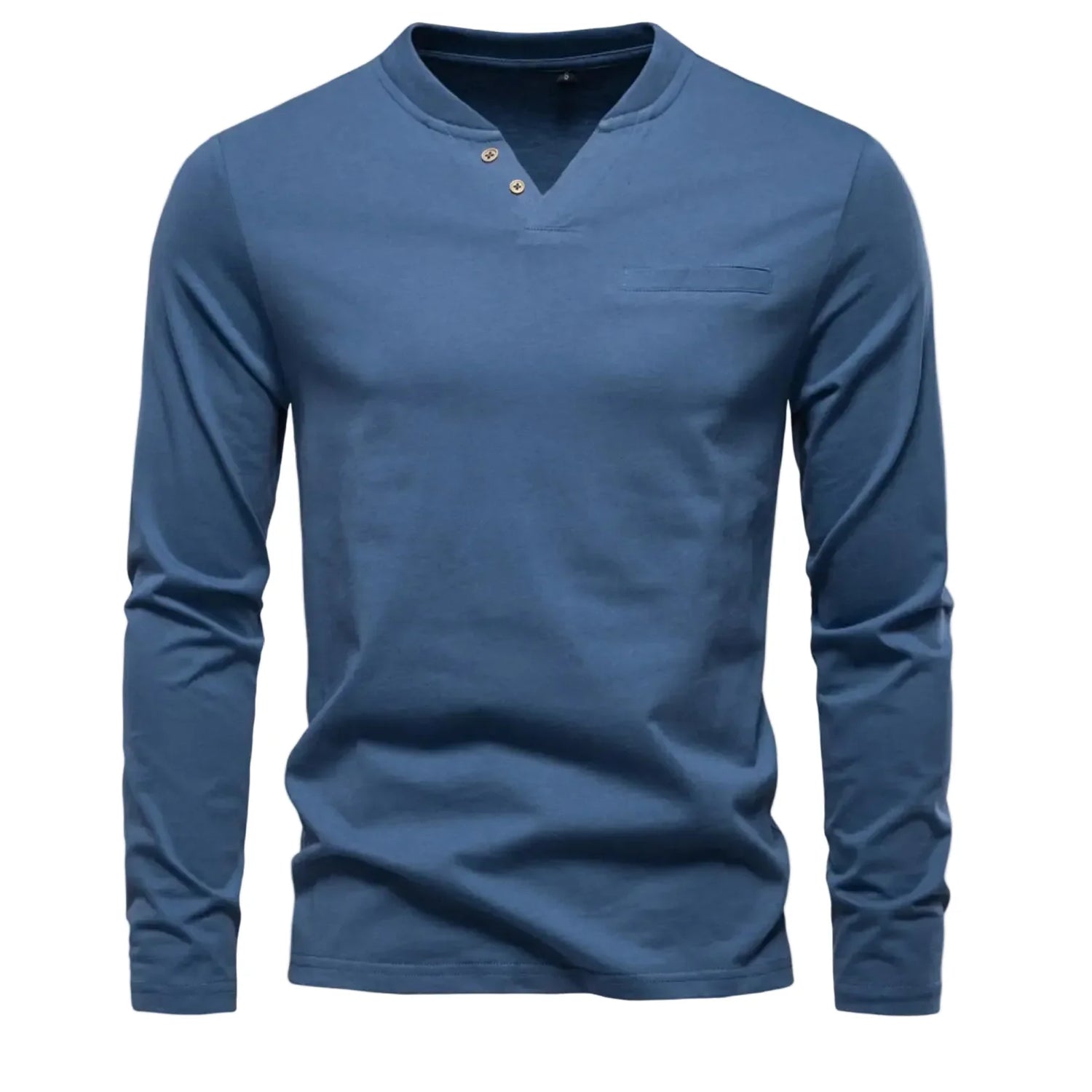Klassisk Henley Langermet T-skjorte for Menn – 100 % Bomull | Myk, Pustende og Elegant Topp i Premium Kvalitet – TS9008-Khaki