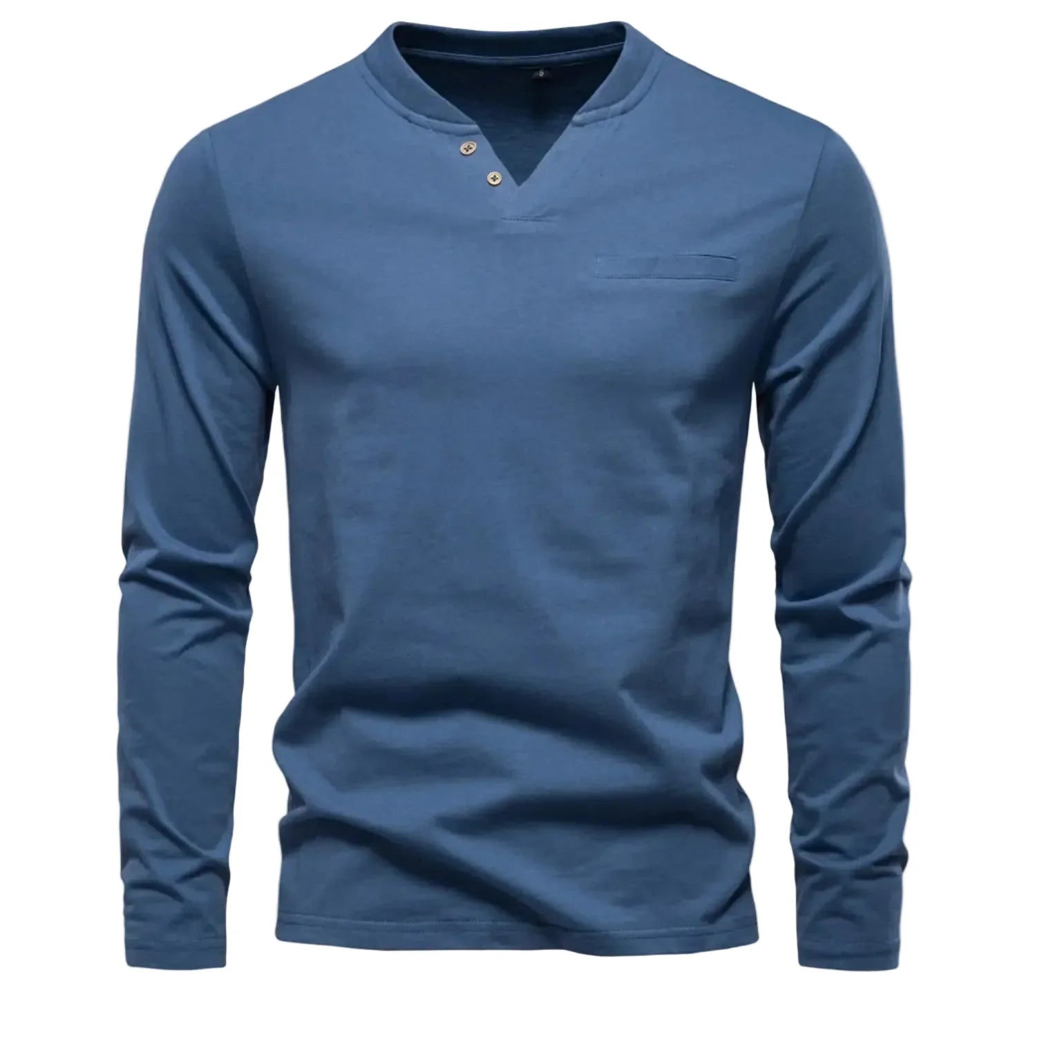 Klassisk Henley Langermet T-skjorte for Menn – 100 % Bomull | Myk, Pustende og Elegant Topp i Premium Kvalitet – TS9008-Khaki