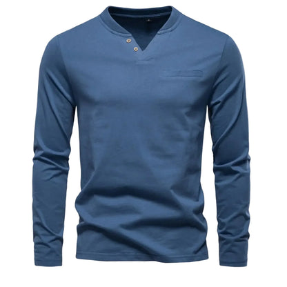 Klassisk Henley Langermet T-skjorte for Menn – 100 % Bomull | Myk, Pustende og Elegant Topp i Premium Kvalitet – TS9008-Khaki