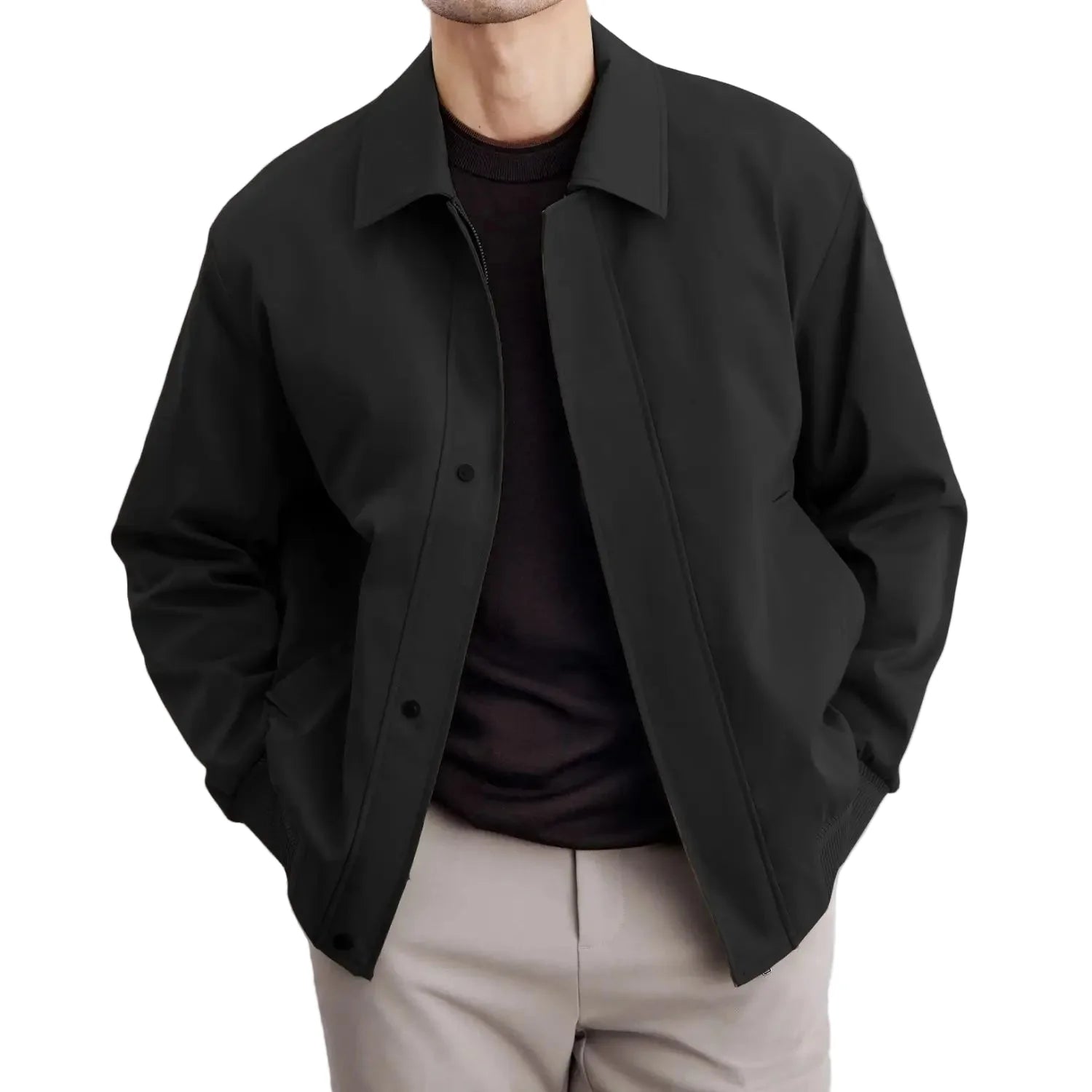 Herre Bomberjakke 2024 – Kort Jakke i Maillard-stil | Koreansk Fashion med Jakkeslag