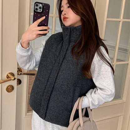 Dame Vest 2025 – Kort Dunjakke i Bomull | Koreansk Fashion, Ermeløs &amp; Trendy Vintervest