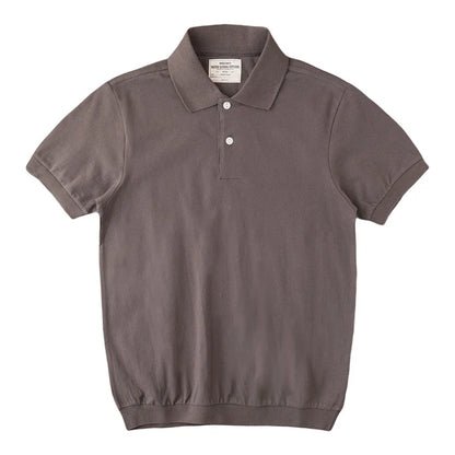 Retro Casual Polo T-skjorte til Herre – 100% Bomull, Kortermet Sommerstil