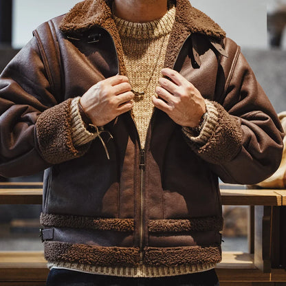 Vintage B3 Bomberjakke til Herre – Fôret Skinnjakke med Fleece