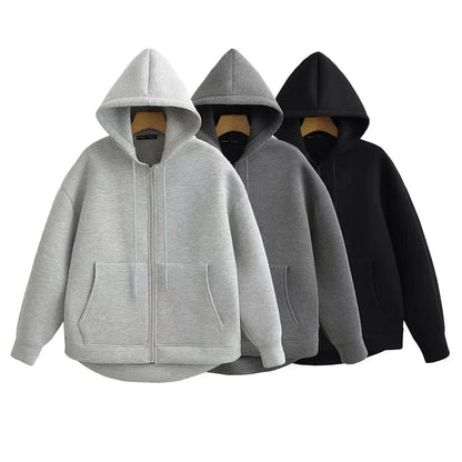 Unisex Hettegenser med Glidelås – Oversized Streetwear Hoodie med Doble Lommer | Varm &amp; Trendy til Høst og Vinter