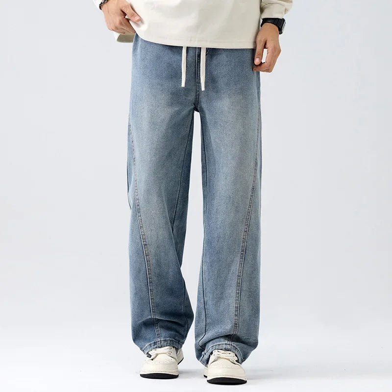 Retro Herrejeans – Løse, Rette Bukser i Amerikansk Stil | Casual Denim Bukser til Vår og Høst (2025)