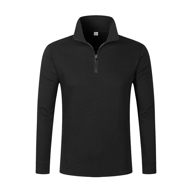 Langermet Polo for Menn – Business Casual med Glidelås | Pustende og Komfortabel Poloskjorte til Vår og Høst