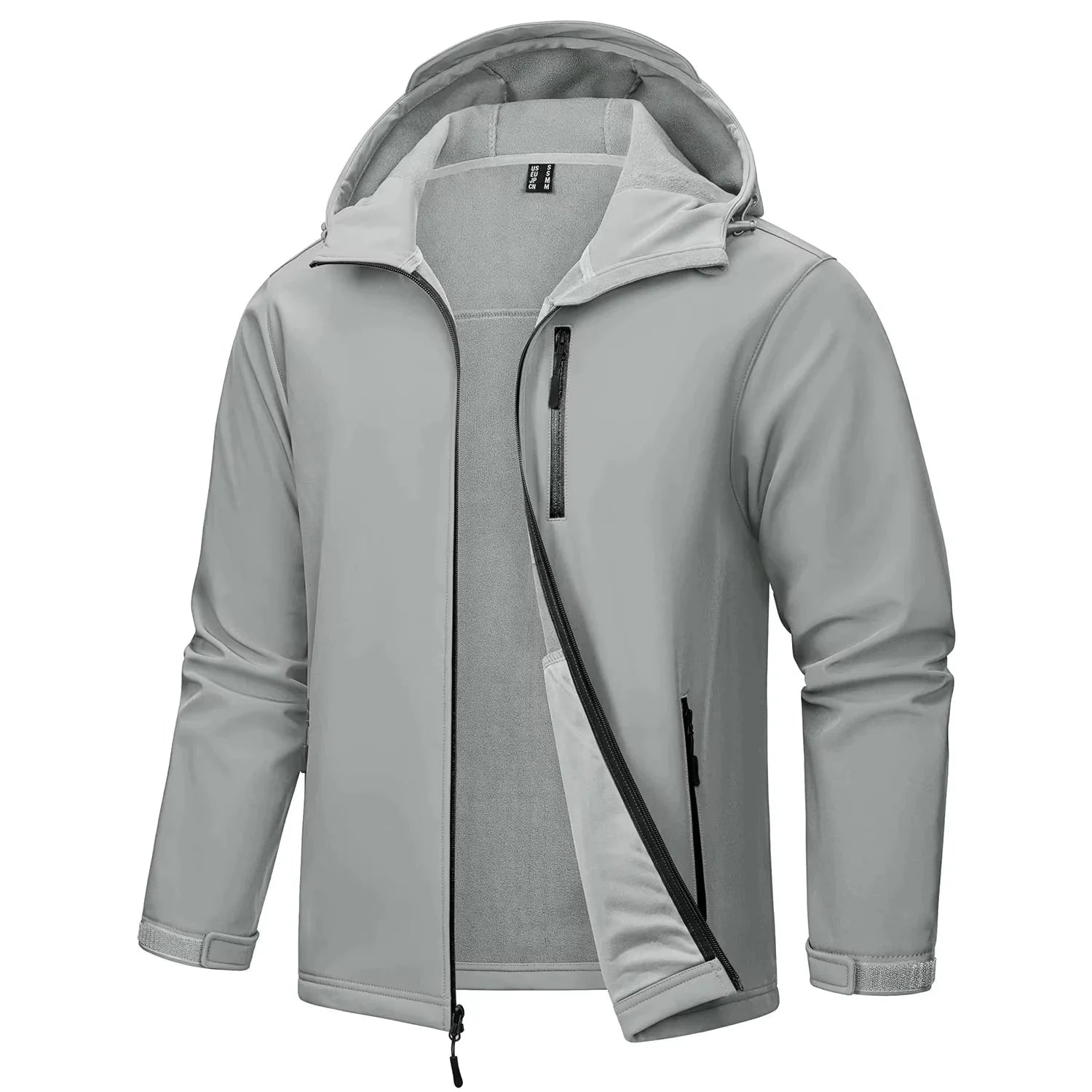 Softshell Jakke med Hette – Vanntett &amp; Vindtett | Herrejakke med Fleecefôr til Friluft &amp; Arbeid