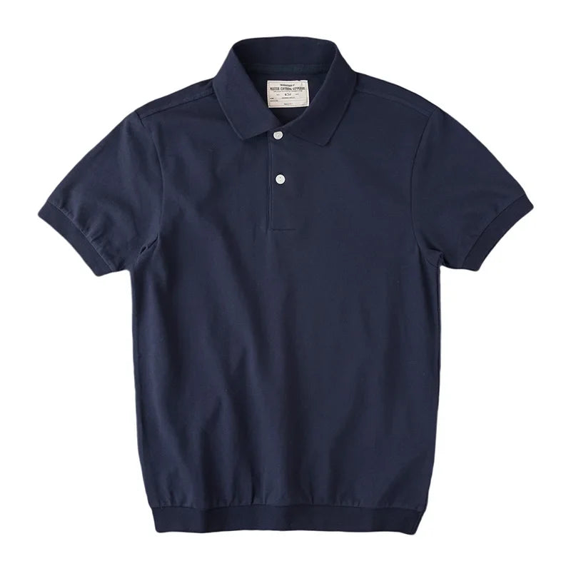 Retro Casual Polo T-skjorte til Herre – 100% Bomull, Kortermet Sommerstil