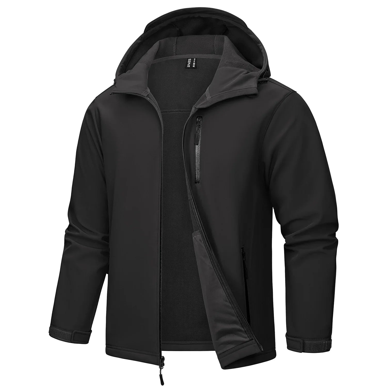 Softshell Jakke med Hette – Vanntett &amp; Vindtett | Herrejakke med Fleecefôr til Friluft &amp; Arbeid