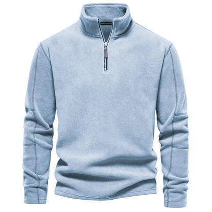 Tykk og varm herre-fleece – halv glidelås, softshell-look til tur og hverdag