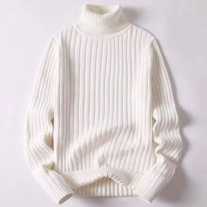 Høyhalset Genser for Menn – Tykk Strikkegenser i Ensfarget Design | Varm Vintergenser i Store Størrelser (opptil 4XL)