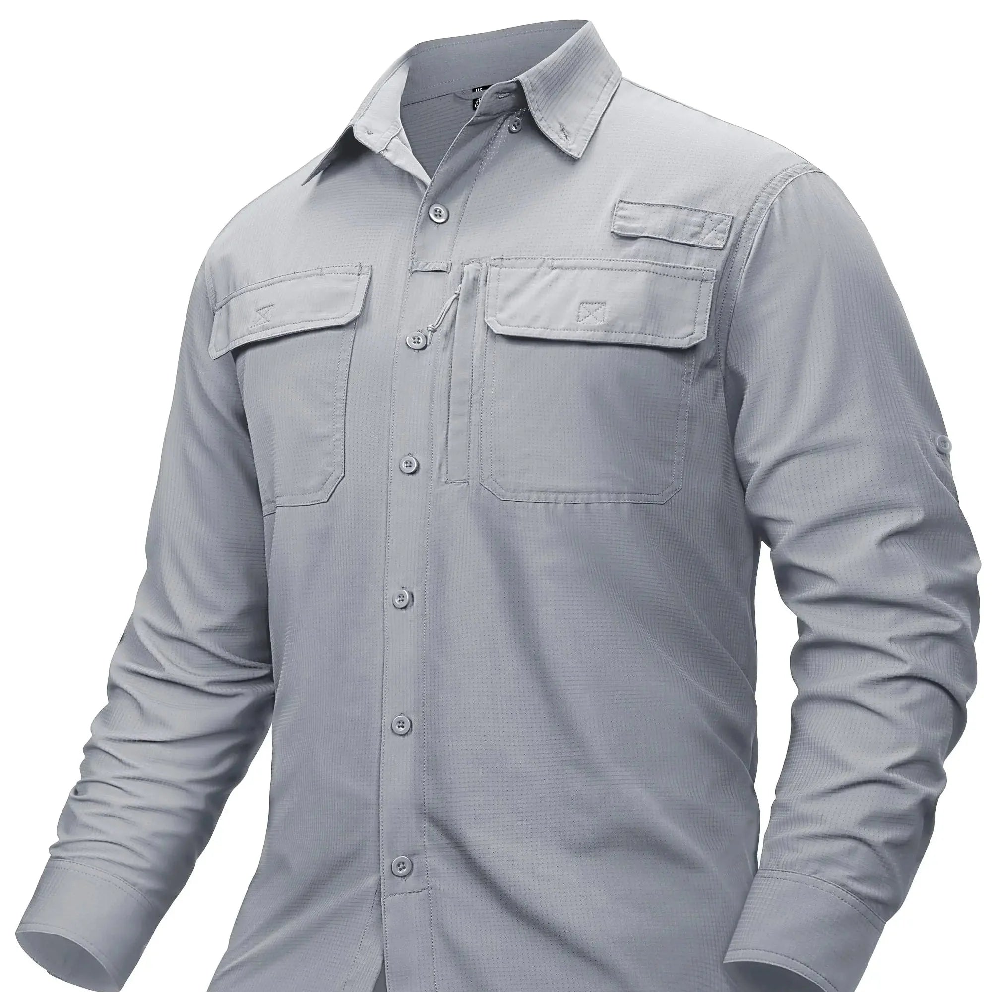 Hurtigtørkende Fiske- og Tur-Skjorte for Menn – UPF 50+ Solbeskyttelse | Pustende Skjorte med Mesh og Lommer