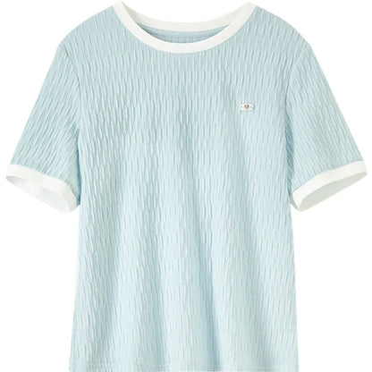 Strikket T-skjorte til Dame – Plissert Design &amp; Casual Stil